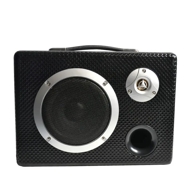 6-Inch Square Bluetooth Subwoofer Speaker, 20x21cm Textured PU Leather Sturdy Structure, Wireless Portable Car Audio, Bass Boost Stereo Music, Long-Term Stable Connection, for Car, Home Use, Computer Compatibility, Subwoofers
