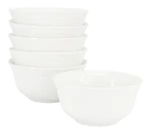 Elama Henryi 6 Piece 6.1 Inch Porcelain Bowl Set in White
