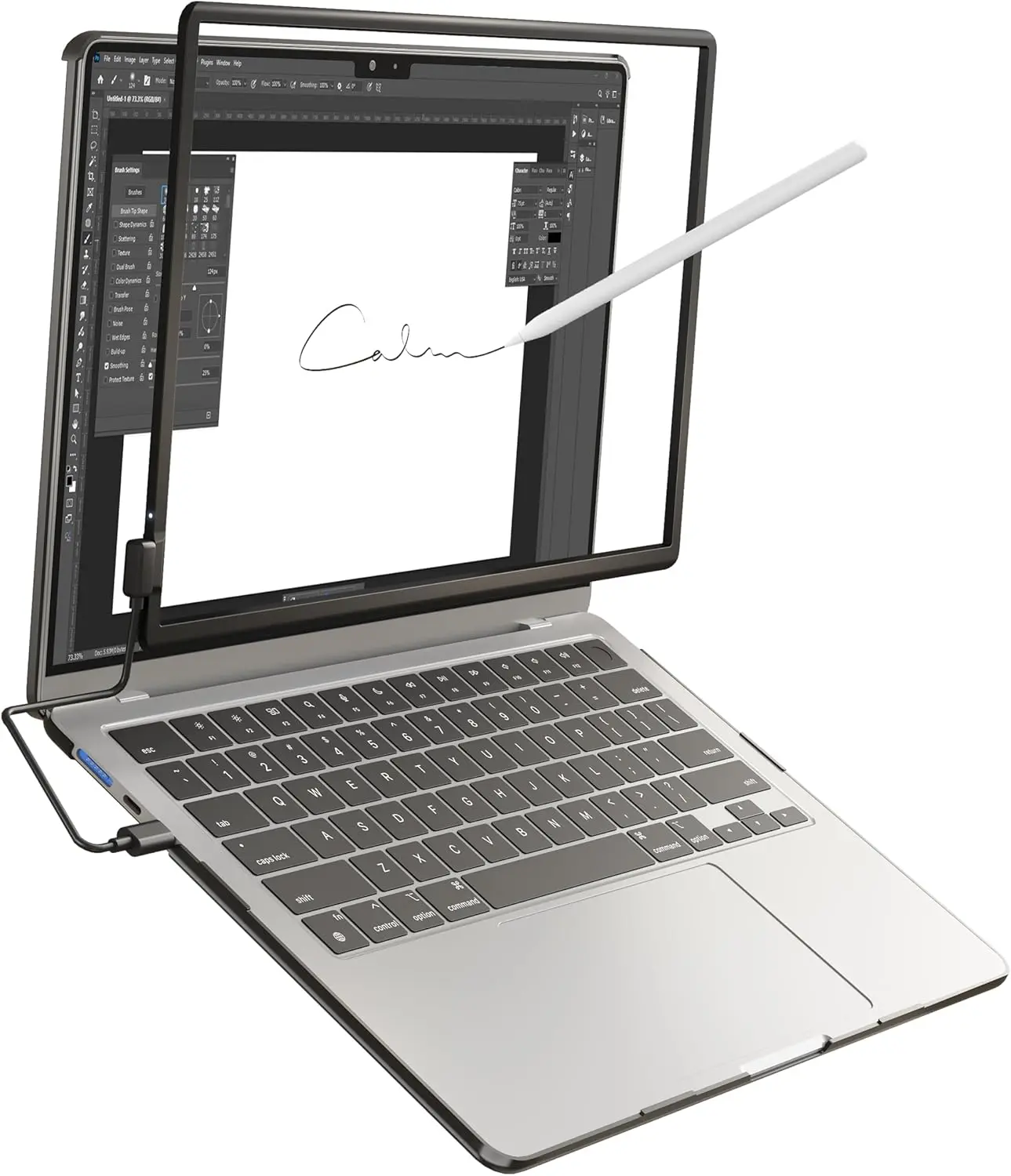 Magnetic Touchscreen Frame for MacBook Air 15 Inch, High-Precision Infrared Touchpad Support Multi-Gesture, Driver-Free Plug & Play Touch Screen Trackpad, Includes Protective Hard case, Passive Stylus