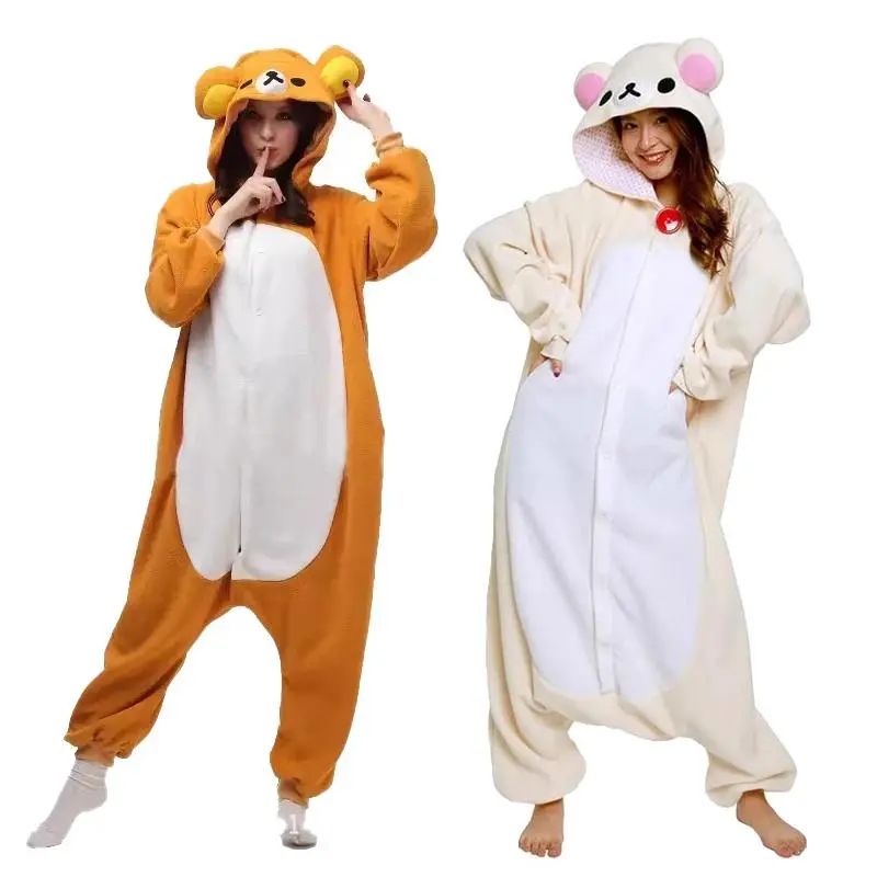 Japanese Cartoon Character Rilakkuma Cute Anime Jumpsuit Pajamas Kigurumi Bear Sister Adult Kawaii Anime Peripheral Pajamas Gift