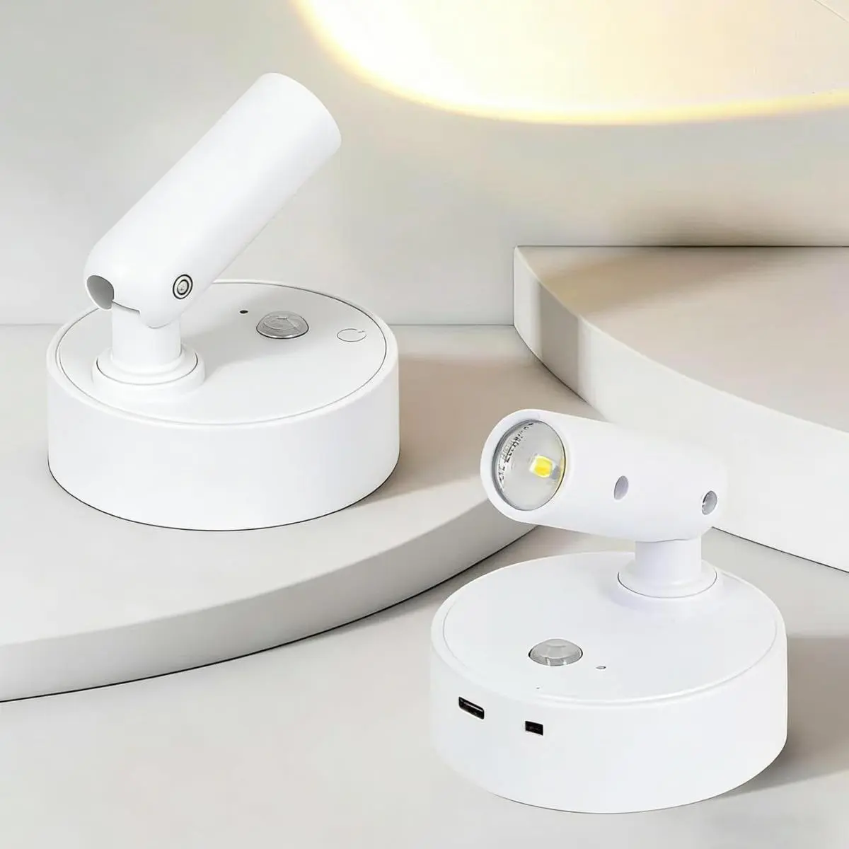 3PCS Wireless LED Wall Spotlight，RGB/ White light , Wireless spotlight，Motion-Sensor, USB Charging, Automatic Switch, Adjustable Warm-Cool White Light for High-End Hallway & Bedroom Ambient Lighting