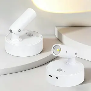 Wireless LED Wall Spotlight - Tri-Color Temperature, Motion-Sensor, USB Charging, Automatic Switch, Adjustable Warm-Cool White Light for High-End Hallway & Bedroom Ambient Lighting