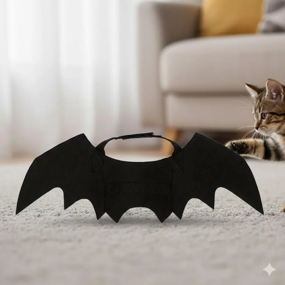 Glow in The Dark Reflective Pet Bat Wings Costume Set with Adjustable Breathable Mesh Straps, Halloween Character Play for Cats & Dogs