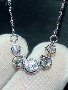 1 Pc Pretty Cubic Zirconia Necklace Pendant For Women For Valentine's Day Gift Wedding Engagement Anniversary Party Jewelry Minimalist Chain