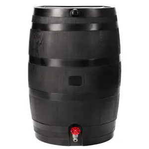 RTS Home Accents 50-Gallon ECO Rain Barrel Made with 100% Recycled Plastic, Flat Back Rain Water Collection Barrel