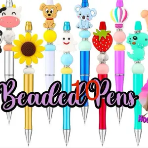 (10) Premade Beaded Pens with Focal (Plastic Pens) Bundle