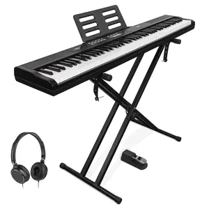 STRICH Electronic Piano 88-Key Semi-Weighted w/ Stand, Pedal & Music Rest – 900 Sounds, 700 Rhythms, Portable for Beginners, Black, SEP-150