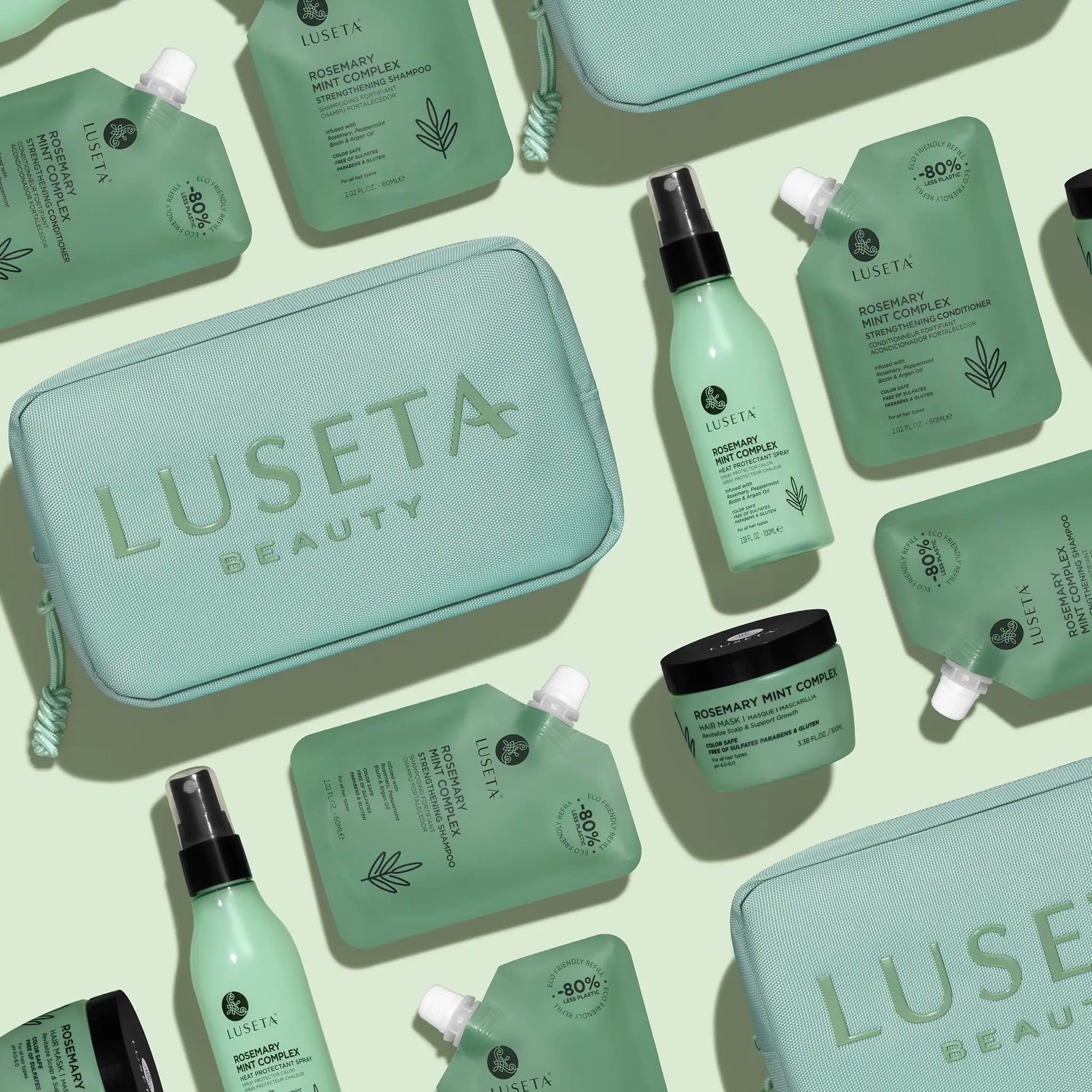 Luseta Rosemary Mint Jet-Set Hair Refresh Kit with Shampoo Conditioner Hair Mask and Heat Protectant Spray Luseta Rosemary Mint Jet-Set Hair Refresh Kit with Shampoo Conditioner Hair Mask and Heat Protectant Spray