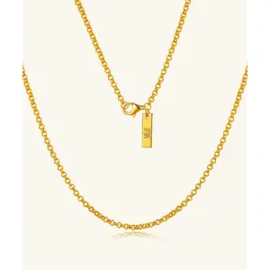 24K Yellow Gold Rolo Chain - 2mm