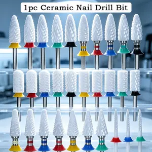 1pc Ceramic Nail Drill Bit Milling Cutter for Nail Polish Removal Shaping Buffing with 5 Grit Options Manicure Files Pedicure  Nail Drill Machine Grinding