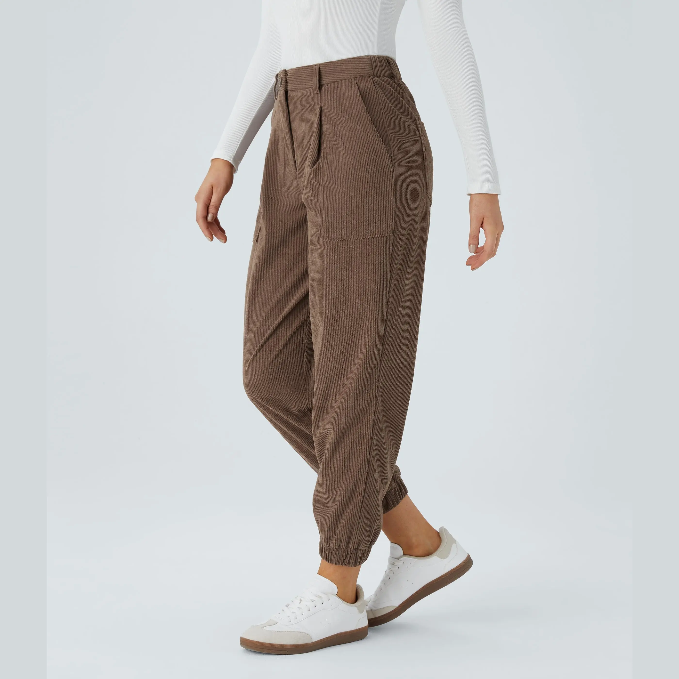 Halara Mid Rise Button Zipper Multiple Pockets Corduroy Casual Joggers