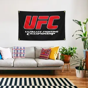 UFC Ultimate Fighting Champion Flag 40in*60in Tapestry  Black Background Banner Bedroom Wall Art Tapestry For Man Cave Indoor outdoor Decor