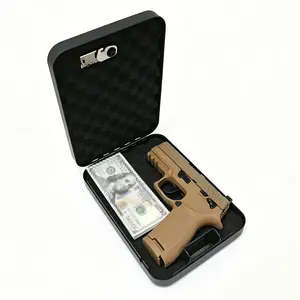 Portable Lock Box with Combination Lock & Key Access, Travel Safe for Car, Home & Office, Compact Metal Security Box for Valuables