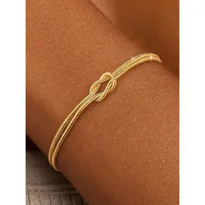 Silver Gold Bracelets for Women Trendy Gold Plated Bracelet for Women Non Tarnish Dainty Stackable Layered Chain Heart Pearl Knot Beaded Bracelets Stack Set Charm Mothers Day Jewelry Gifts Elegant Minimalist Bangle