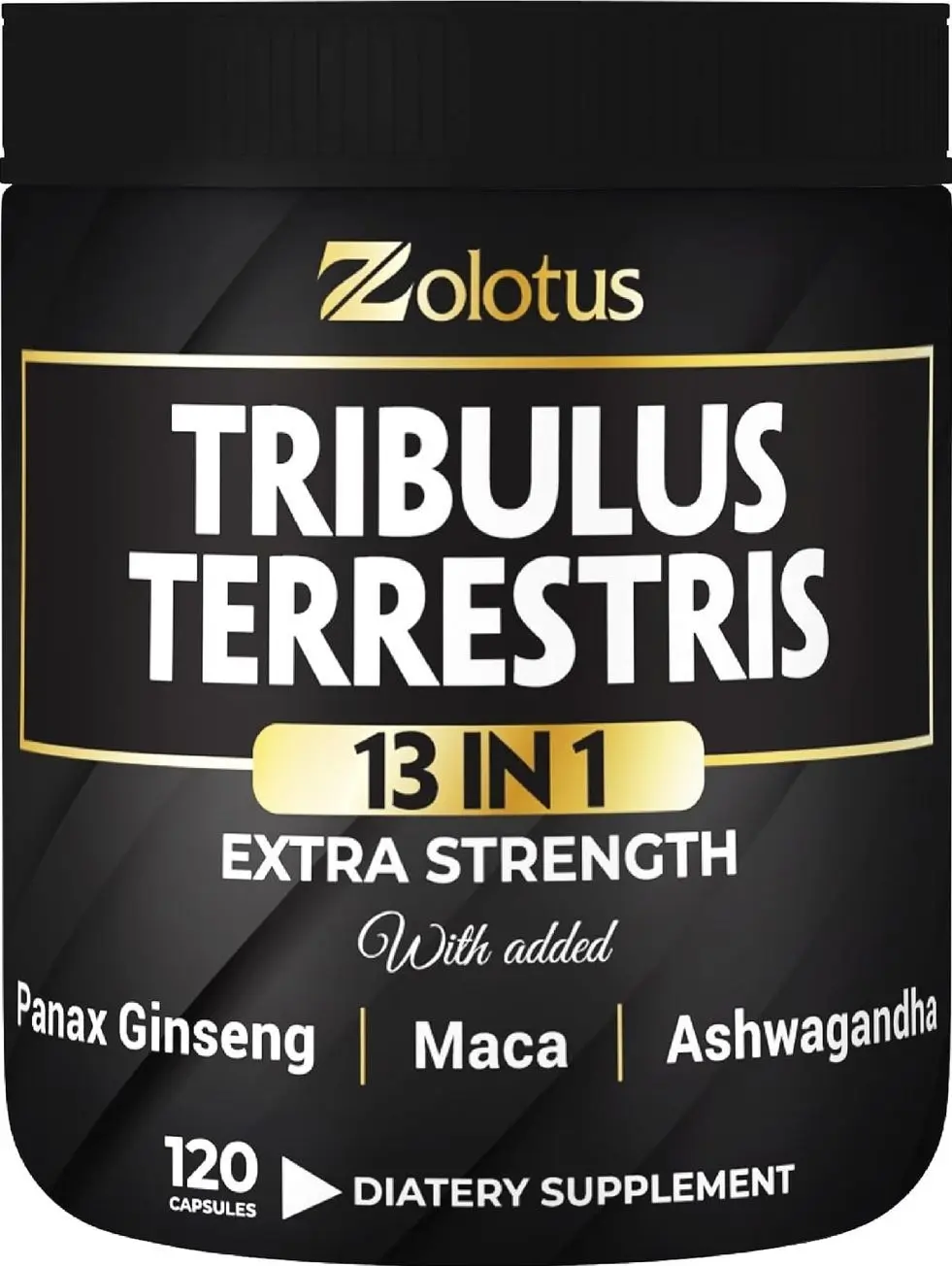 Zolotus 13in1 Tribulus Terrestris Capsules with Maca, Horny Goat Weed, Panax Ginseng, Saw Palmetto, Tongkat Ali, Shilajit & More - Energy, Stamina Supplement for Men & Women - 120 Counts