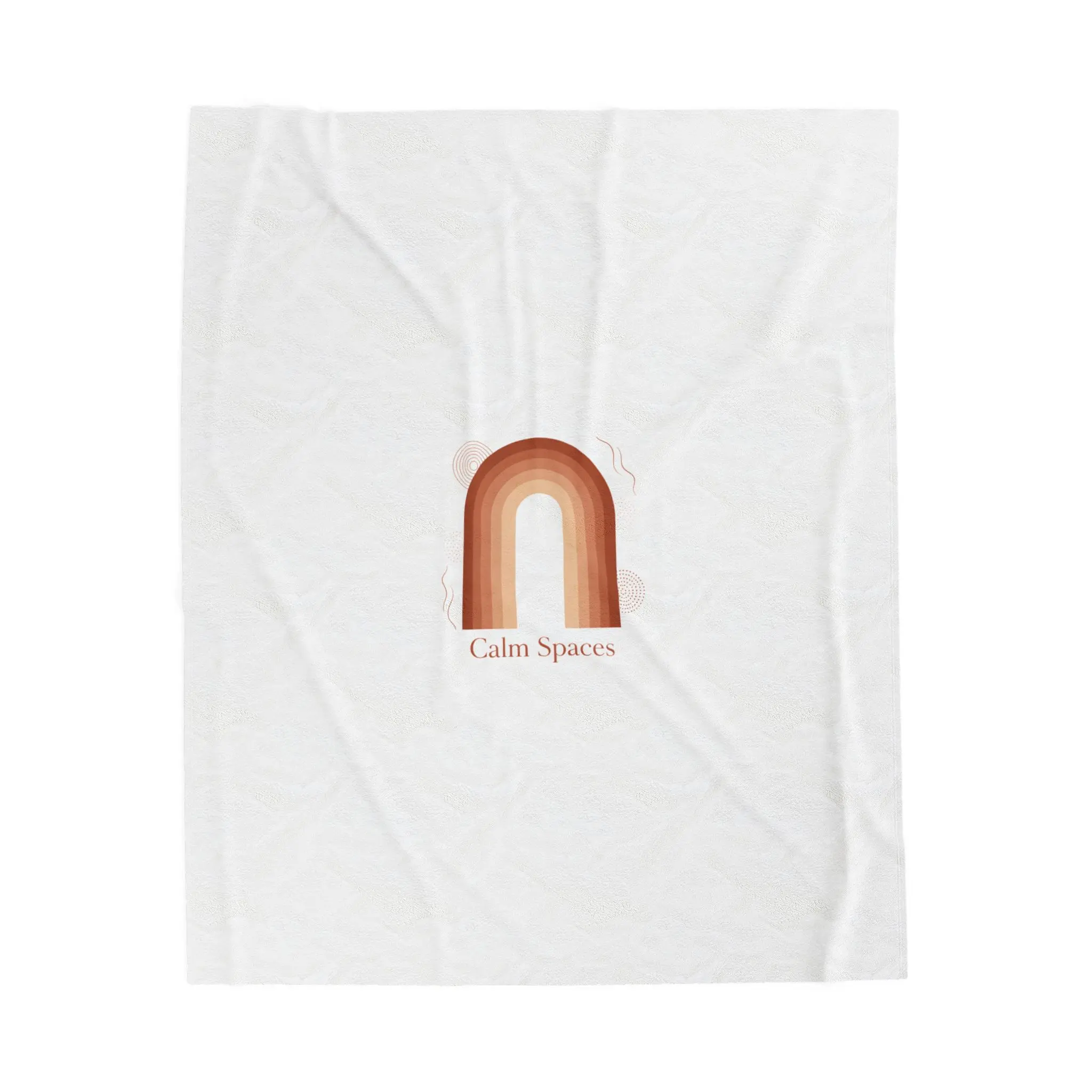 Terracotta Arch Minimal Print Velveteen Plush Blanket | warm neutral shapes, clay tone decor