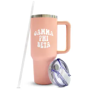 Gamma Phi Beta Tumbler - 40oz Stainless Steel with Handle
