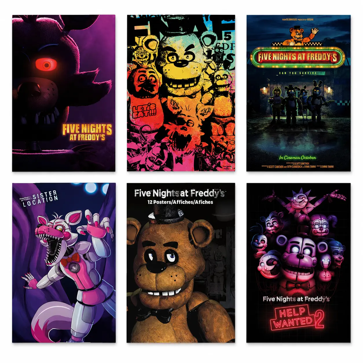 5 Nights at Freddy's (FNAF) Horror Game Animatronic Canvas Poster - Lightweight Comic Wall Art Print, Cool Room Decor for Teens, Home Supplies Gift
