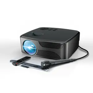 Brookstone Portable Projector Home Theater with Karaoke Microphone Bundle Audio 150" Screen Built-in Speaker High-Quality Sound