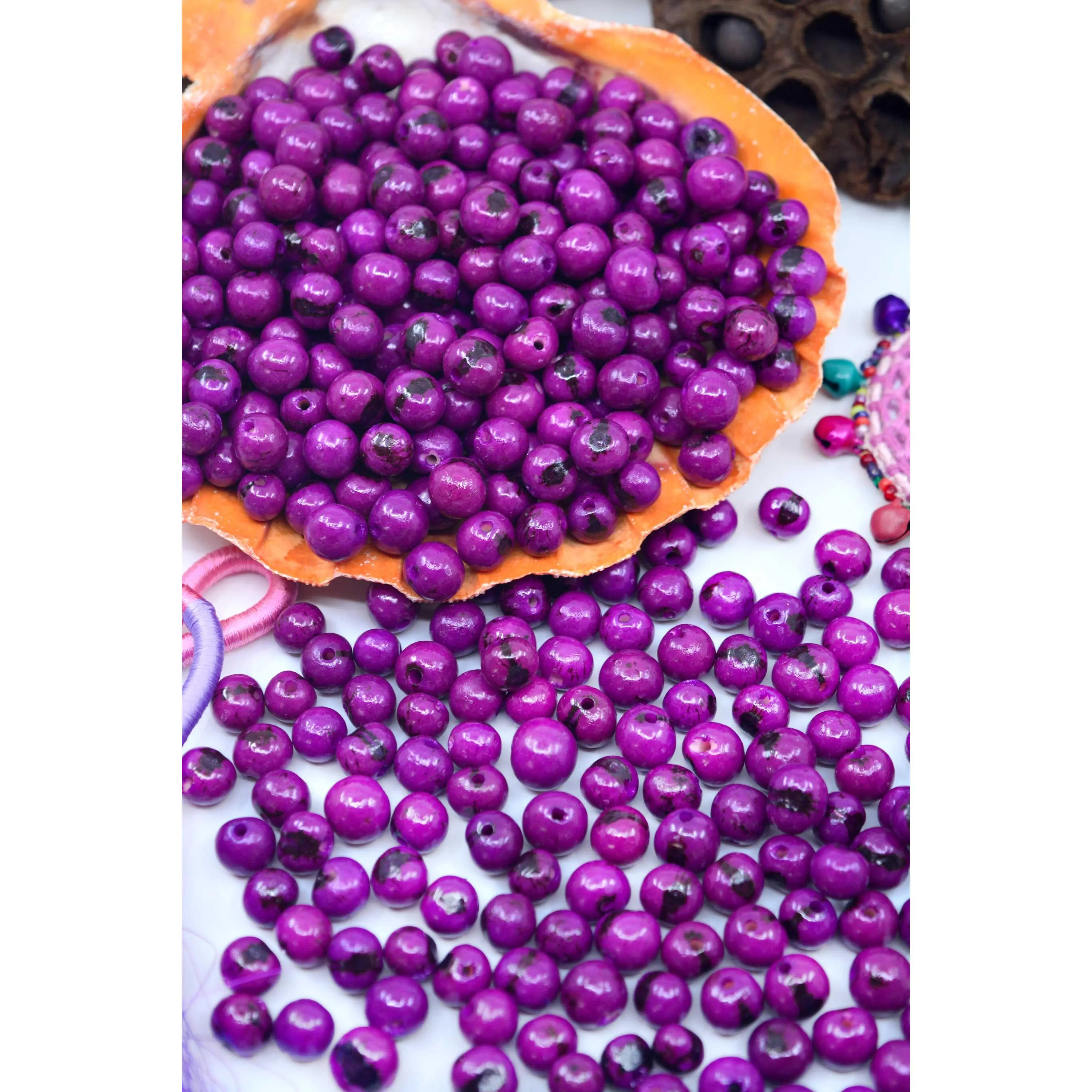 Beauty Berry Acai Beads from South America, 8-10mm, 100 beads