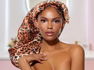 Leopard Print Satin Hair Bonnet: Protective Sleep Cap for Braids & Locs, Man Bonnet, Unisex, Satin Bonnet, Sleep Cap, Extra Long Bonnet