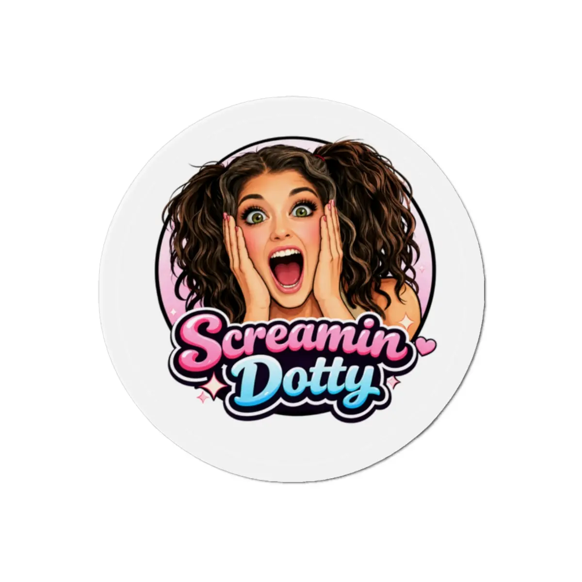 Screamin Dotty Die-Cut Magnet | Pop Art Scream Woman Sticker Style Magnet