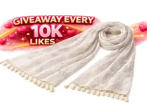 Giveaway Gift Luxury Viscose & Cotton La Fleur Embroidered Tassel Edge Scarf – Elegant Lightweight Women’s Fashion Wrap