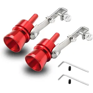 2PCS Turbo Sound Whistle Exhaust Muffler, Universal XL Size Aluminum Alloy Turbo Whistle for Exhaust Pipe, Loud Car Roar Maker Tail Pipe Whistle Simulator for Most Vehicles(Red)