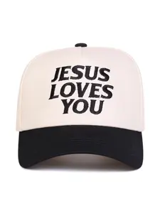 Unisex Jesus Loves You Letter Embroidered Message Baseball Cap, Adjustable Outdoor Sun Protection Durable Hat with Unisex Appeal for Spring & Fall Travel Beach Vacation