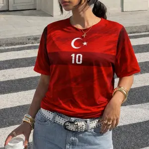Personalized Turkiye Soccer Fan 3D T-Shirt, Turkey Custom Name Number Football Jersey Red Top, Jersey For Supporters