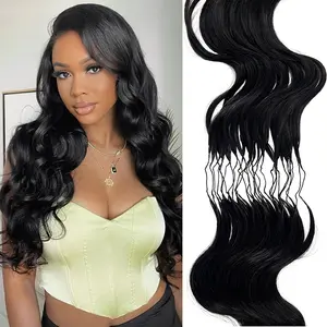 Micro Crochet Hair Body Wave Human Machine Made  Pre Separated Feather Extensions Knotless Crochet Wet and Wavy Hair Bundles For Silk Locs