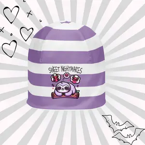 DreamSage Sweet Nightmares Striped Beanie - 95% Polyester 5% Spandex Double-layered Regular Fit OEKO-TEX 100 Certified Ethically Sourced