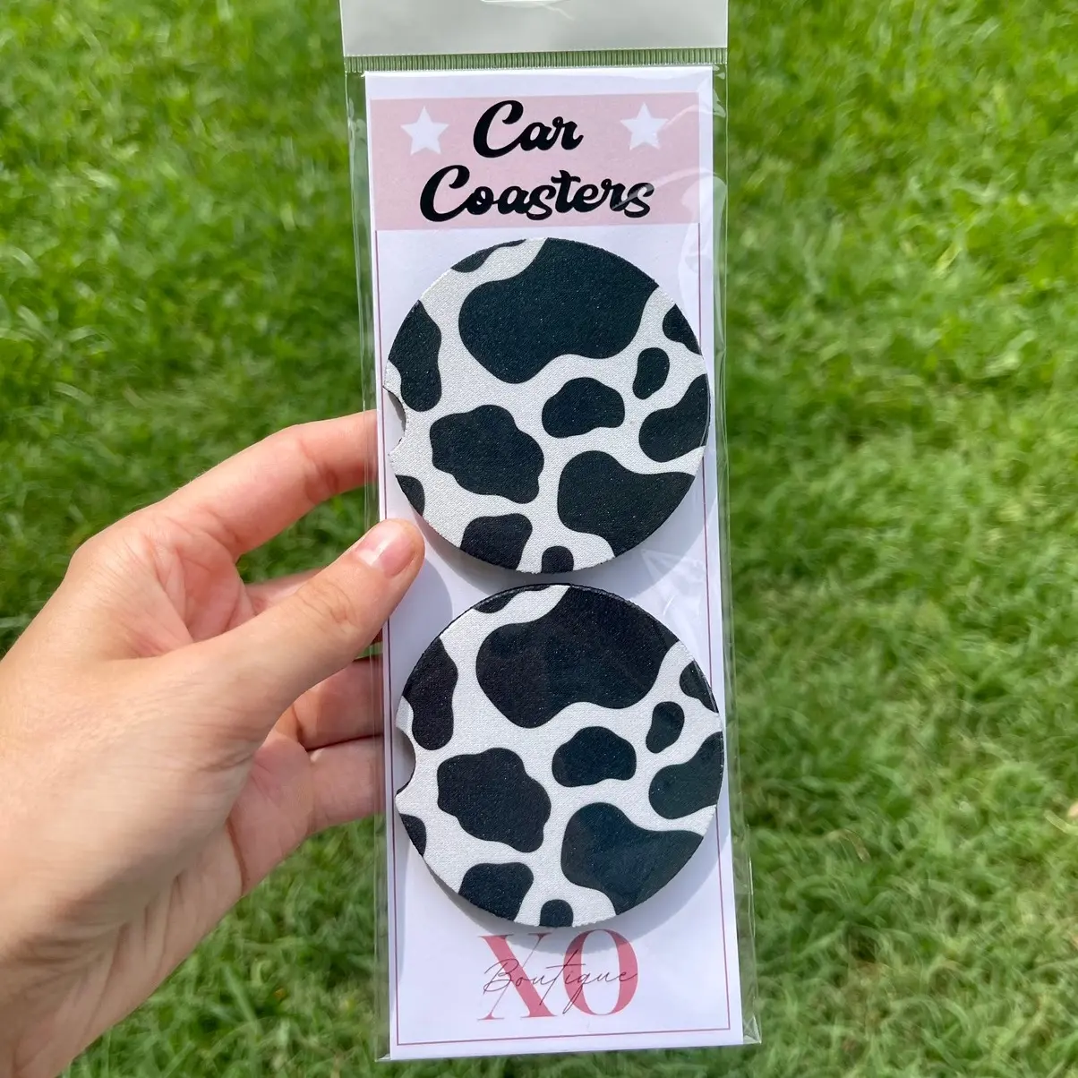 Cow Car Coasters Printed Set Multicolor