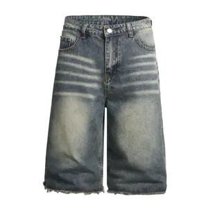 JUNBAOSS Men's Baggy Jean Shorts Y2K Casual Vintage Wide Leg Skater Denim Shorts Fashion Comfy Loose Fit Long Streetwear Hip Hop Summer Jorts Denim Shorts Below Knee