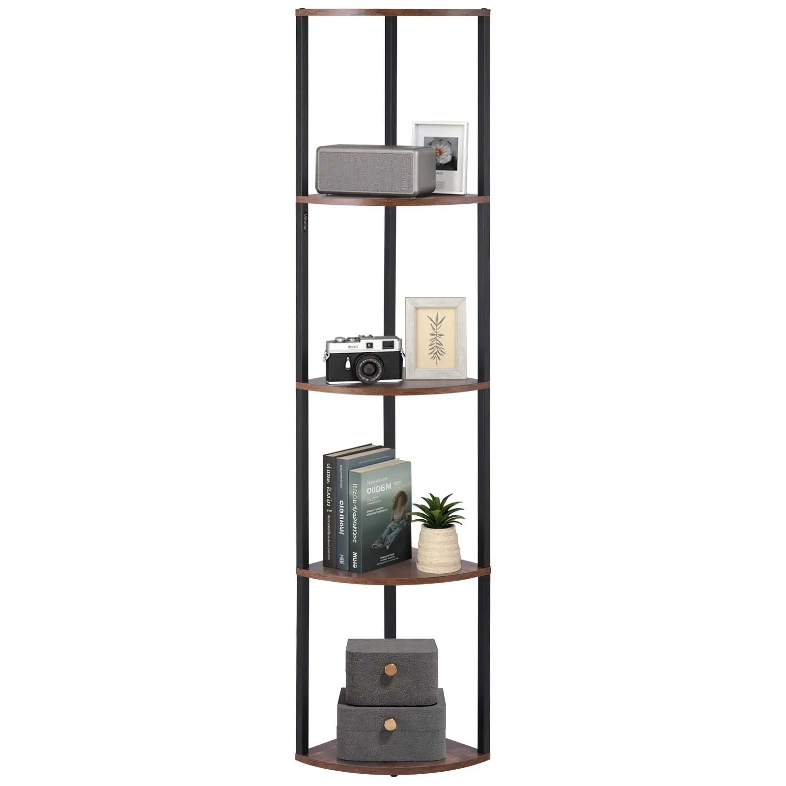 【SummerFinds】VEVOR 5-Tier MDF Wall Corner Shelf, 64" Tall Corner Bookcase with RC/APP-Controlled Multi-Color Lights, House Decor Storage for Collectibles, Kitchen Decor & Shelves for Bedroom Use