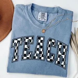 Comfort Colors Vintage Checkered Teacher TShirt Gift for Teacher, Retro Teach Tee, Teacher Appreciation, Teacher Graduation, Student Teacher Gift