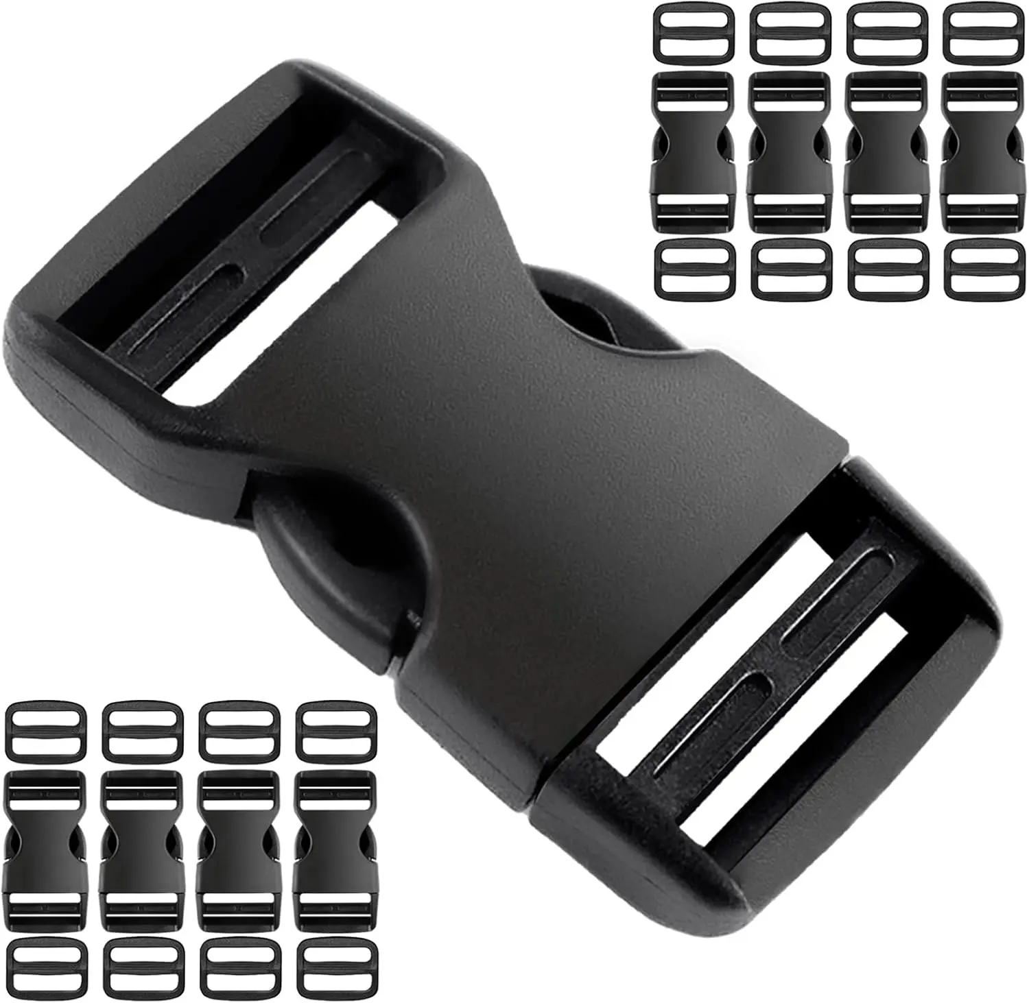 8 Set 1 inch buckles for straps Clip Quick Side Release Buckles,buckle straps with 16 count Slide Clips,plastic buckle clips Belt Buckle for Nylon Webbing Straps,belt buckles, Collars