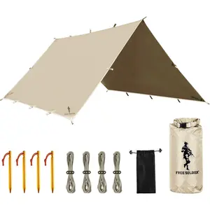Free Soldier Waterproof Portable Tarp Multifunctional Outdoor Camping Traveling Awning Backpacking Tarp shelter Rain Tarp