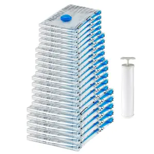 11 Pack Vacuum Storage Bags with Pump, Space Saving Clothes and Bedding Airtight Compression Bags, Travel, Moving, Camping, Home Organization