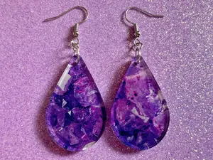 Faux Amethyst Earrings: Laser Cut Acrylic Purple Crystals (Imitation), Mother's Day Gift, Love, Best Gifts for Her/Him/Them