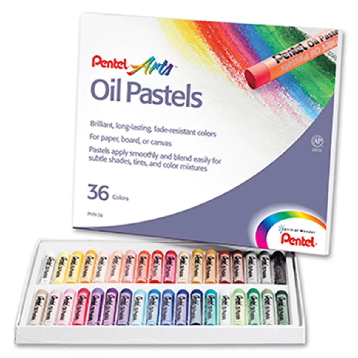Pentel Oil Pastels (Model PENPHN36) - 36-Ct Artist Bundle, Art Materials with Smooth Application for Color Matching & DIY Projects (Office & School Stationery Supplies), Art Color Set, Color Matching Art