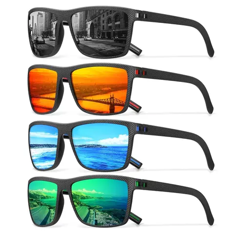 4PCS Set Fashionable Fashion Glasses for Men And Women. Classic Square Design. Summer -protective Trendy Fashion Glasses with TAC Polarized Material. Ideal for Leisure, Outdoor Activities,, Hiking, Cycling, Fishing, Driving, Etc.