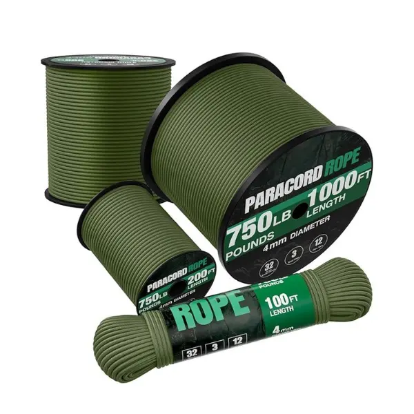 750lb Paracord Rope 4mm 100ft – Heavy Duty Utility Cord for Camping, Hiking, Outdoor Gear, Clothesline 750lb Paracord Rope 4mm 100ft – Heavy Duty Utility Cord for Camping, Hiking, Outdoor Gear, Clothesline