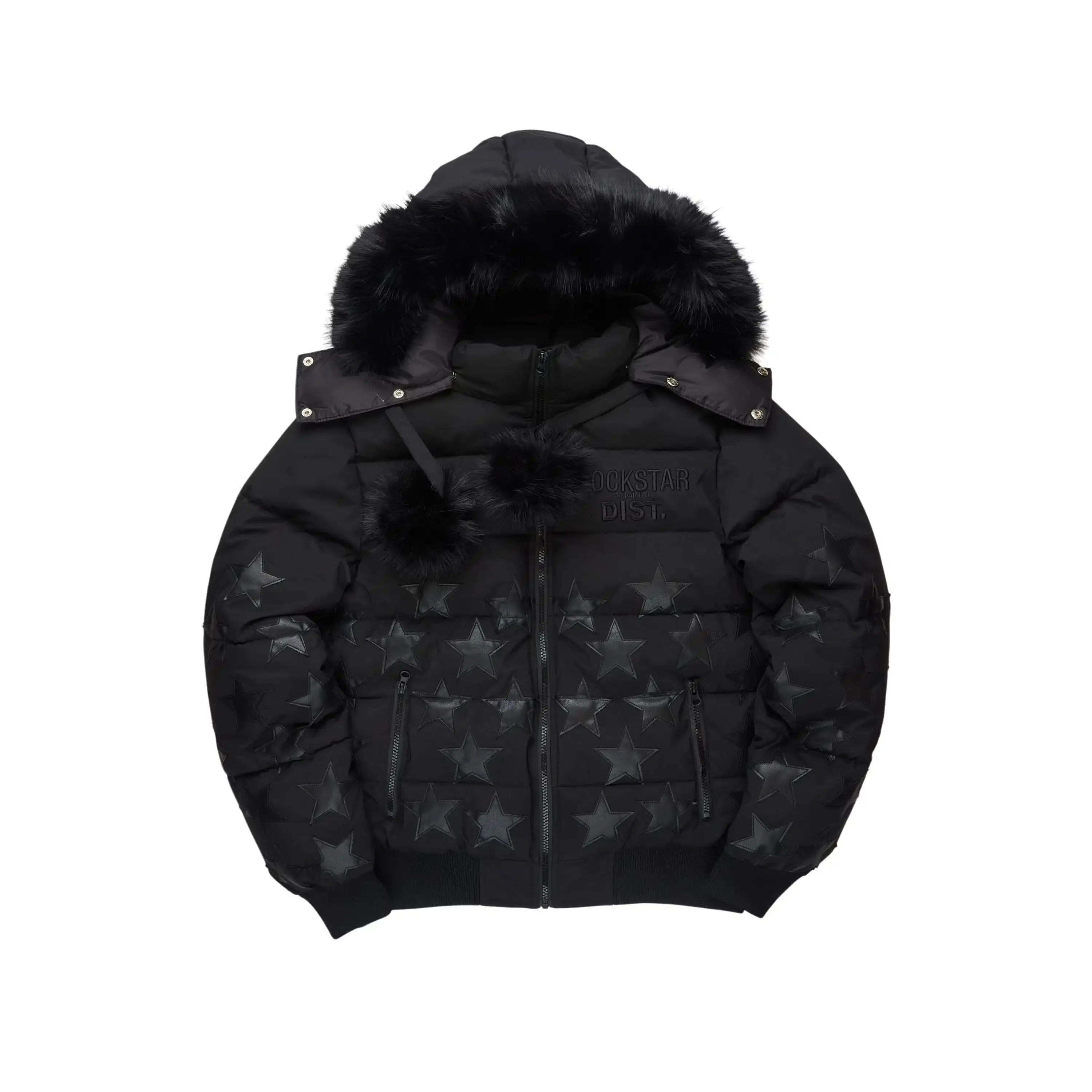 Starlena Black Puffer Jacket With Fur Hood