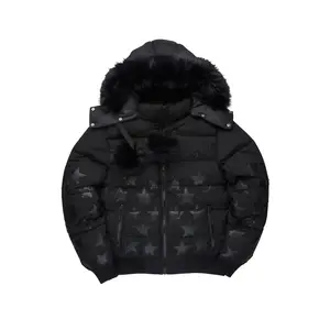 Starlena Black Puffer Jacket With Fur Hood