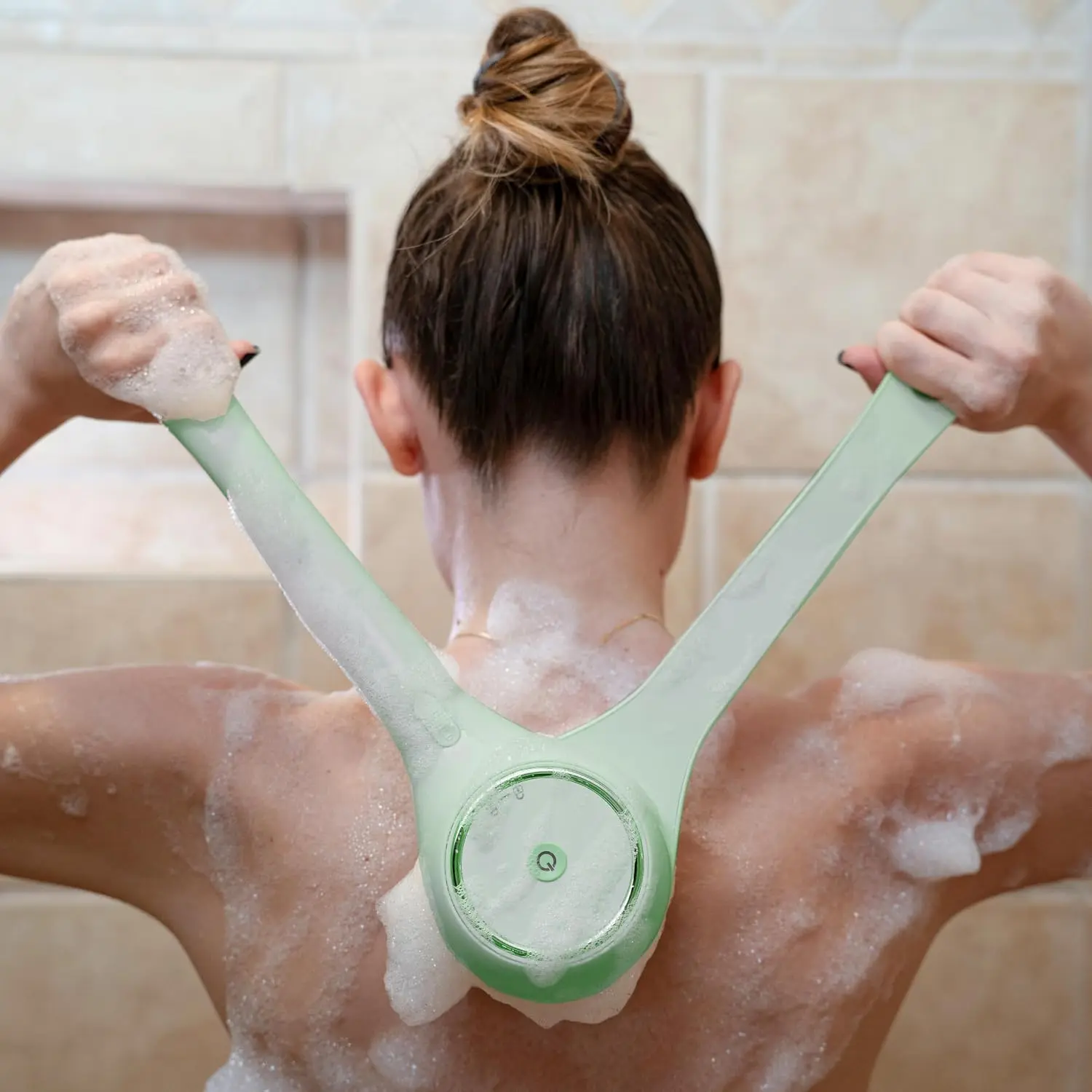 Electric Back Scrubber, Rechargeable Body Brush for Bath & Shower, Personal Tool for Deep Cleaning & Exfoliating with 2-Speed Motor, Long Handle & 5 Heads