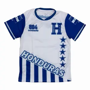 Honduras Soccer Jersey with National Shield Blue and White Design for Fans Slim Fitting Team Support