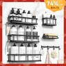YASONIC 2/5/6 Pack Shower Caddy Shelf Bathroom Organizer Rack No Drilling Multifunctional Self Adhesive Black Shelves Basket for Shampoo Soap Space-Saving Durable Rust-Resistant summerwins
