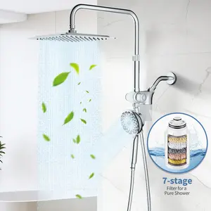 Adjustable High-Pressure Dual Shower Head System – Water-Saving, Multi-Spray Modes, Easy to Install with Magnetic Handheld, Dual Shower Spray Head Combo Bathroom Accessory Home Goods shower head