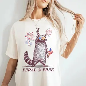 Feral And Free 4th Of July T Shirt, Funny Usa Shirt, Funny Raccoon Shirt, Raccoon 4th Of July T Shirt, Merica 4th Of July T Shirt, 4th Of July Outfits For Women, 4th Of July, 4th Of July Shirt, 4th Of July Shirt For Women, T Shirts For Men.